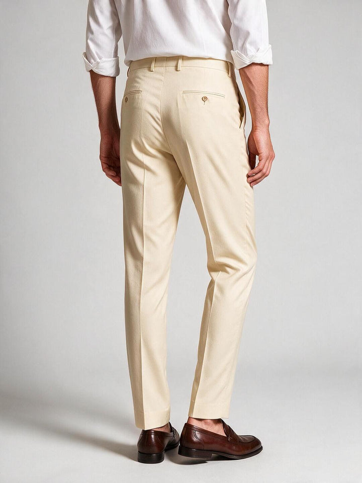 Champagne Beige Solid Formal Trousers