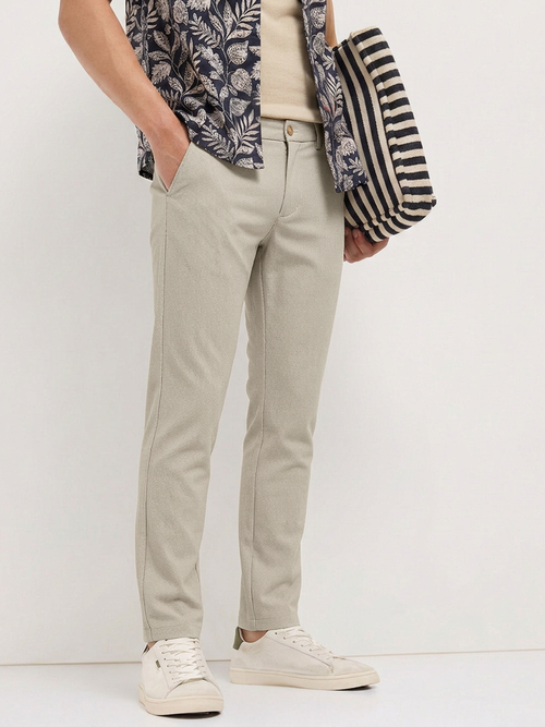 Pista Peach Solid Casual Trousers