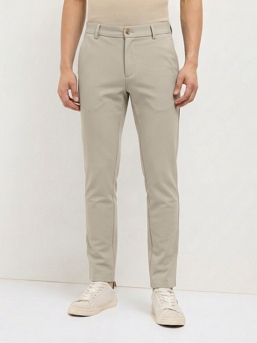 Pista Peach Solid Casual Trousers