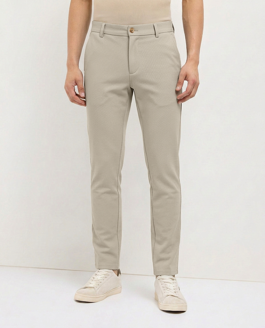 Pista Peach Solid Casual Trousers