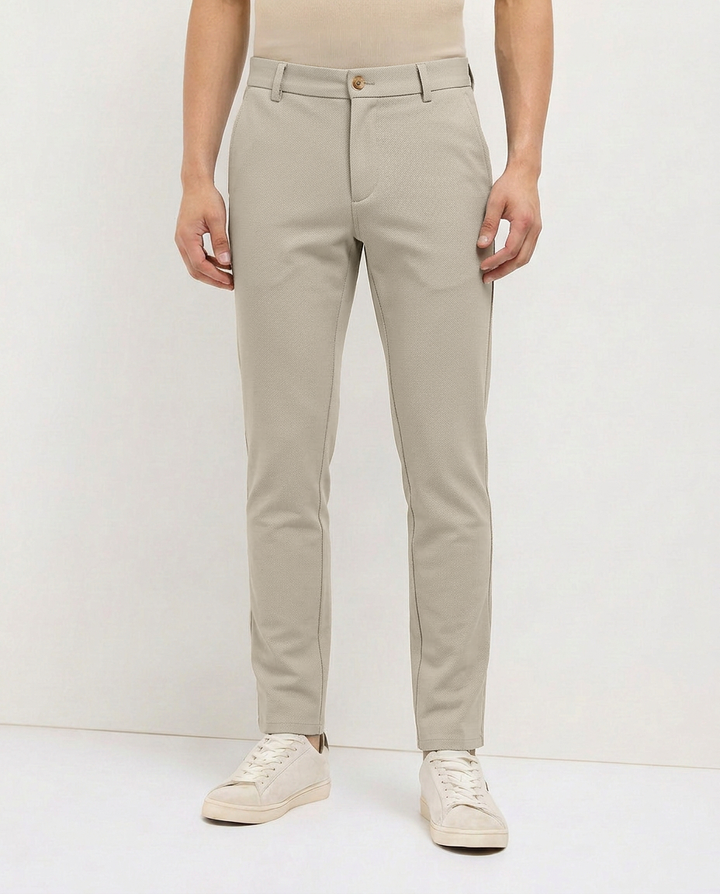 Pista Peach Solid Casual Trousers