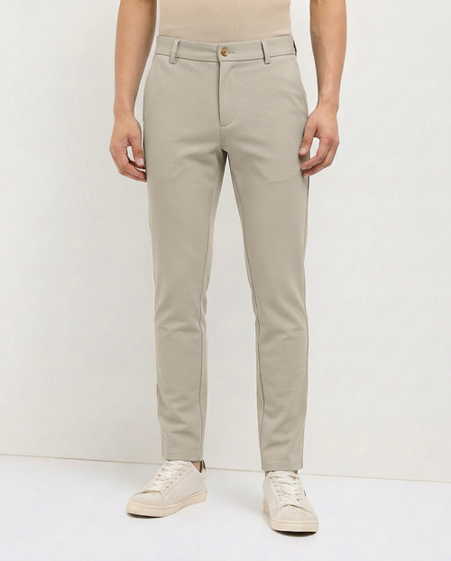Pista Peach Solid Casual Trousers
