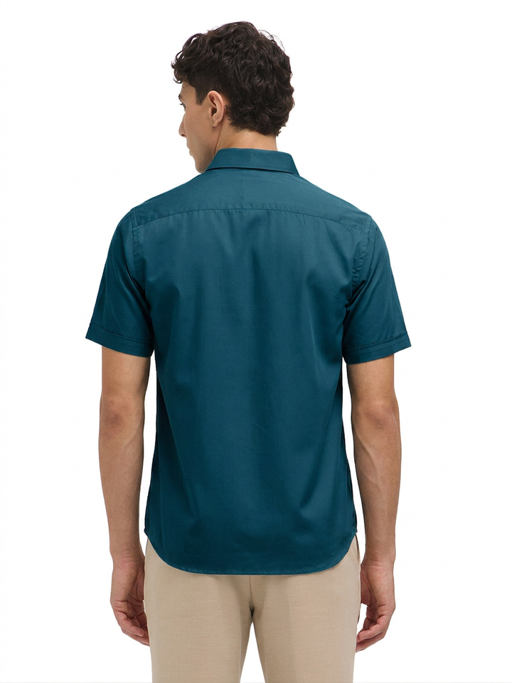 Dark Teal Green Solid Formal Shirt
