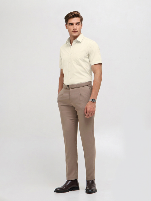 Pale White Solid Formal Shirt