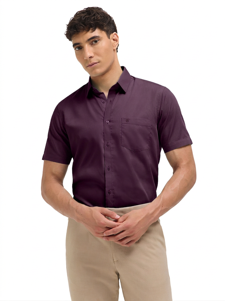 Purple Solid Formal Shirt