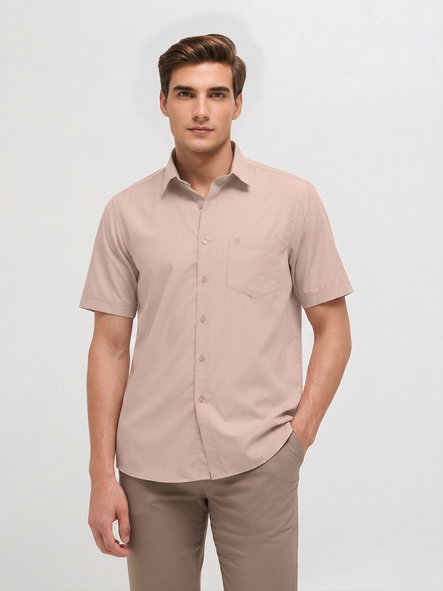 Pale Cream Solid Formal Shirt