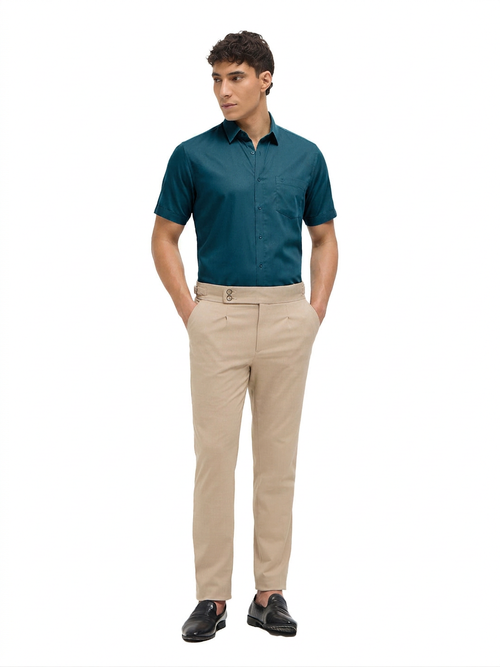 Dark Teal Green Solid Formal Shirt