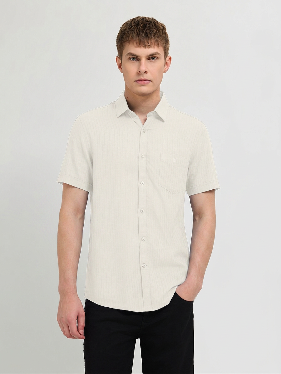 Frost White Solid Casual Shirt