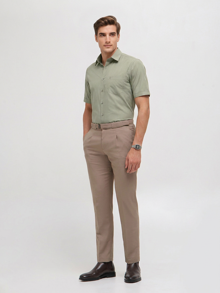 Pastel Olive Solid Formal Shirt