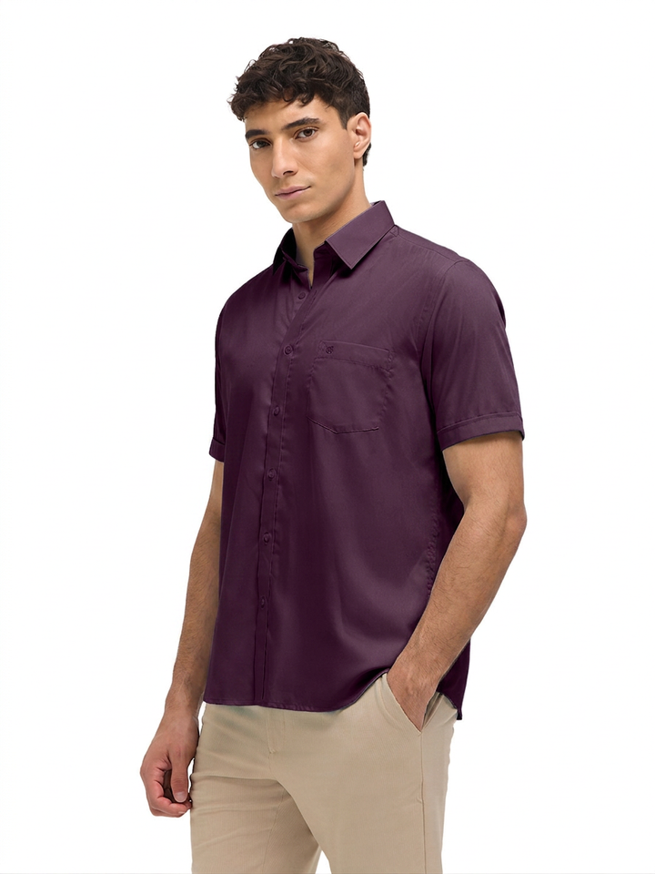 Purple Solid Formal Shirt