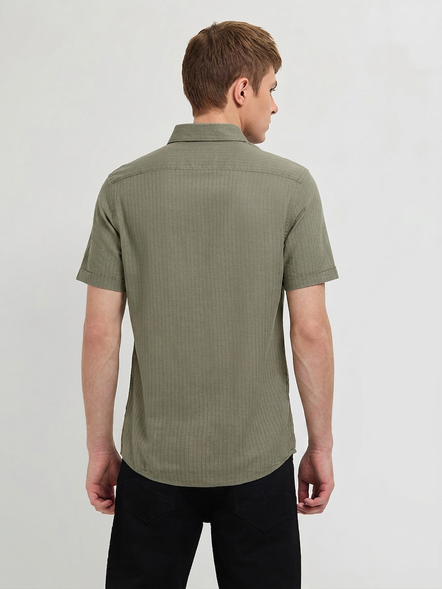 Dark Olive Solid Casual Shirt
