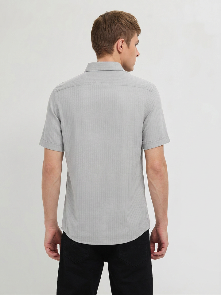 Warm Gray Solid Casual Shirt
