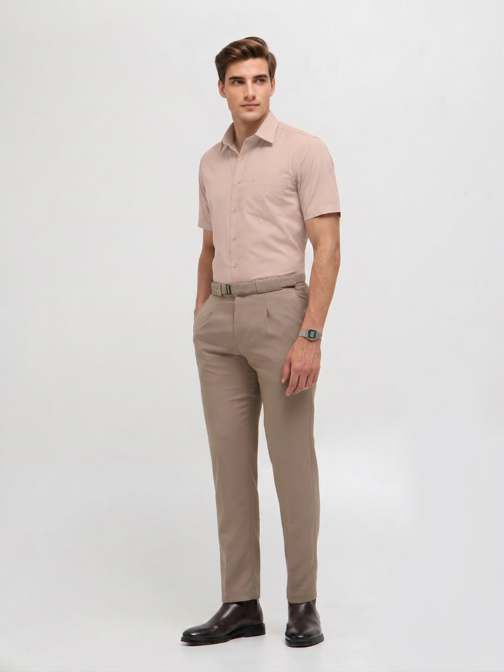 Pale Cream Solid Formal Shirt