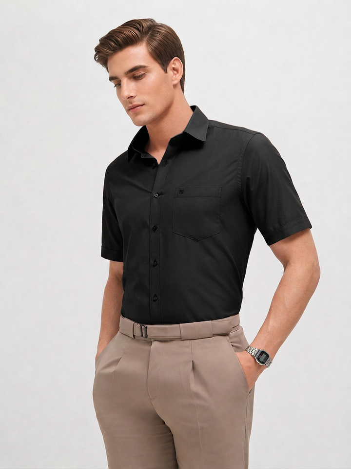 Black Solid Formal Shirt