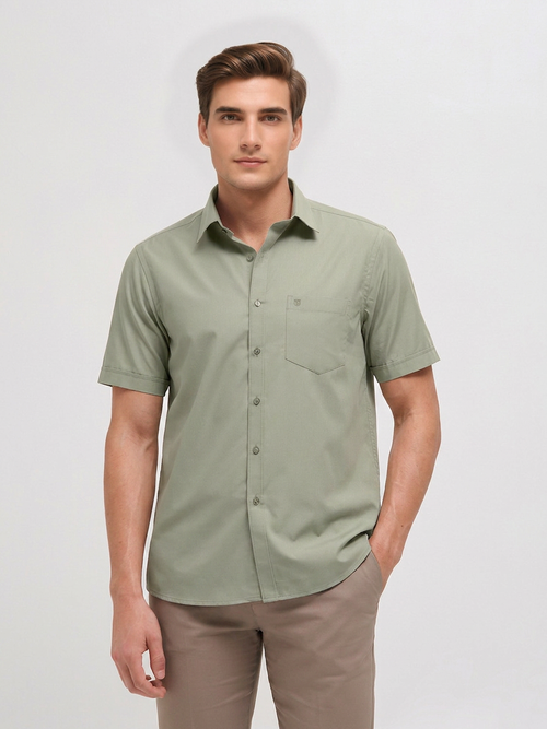 Pastel Olive Solid Formal Shirt