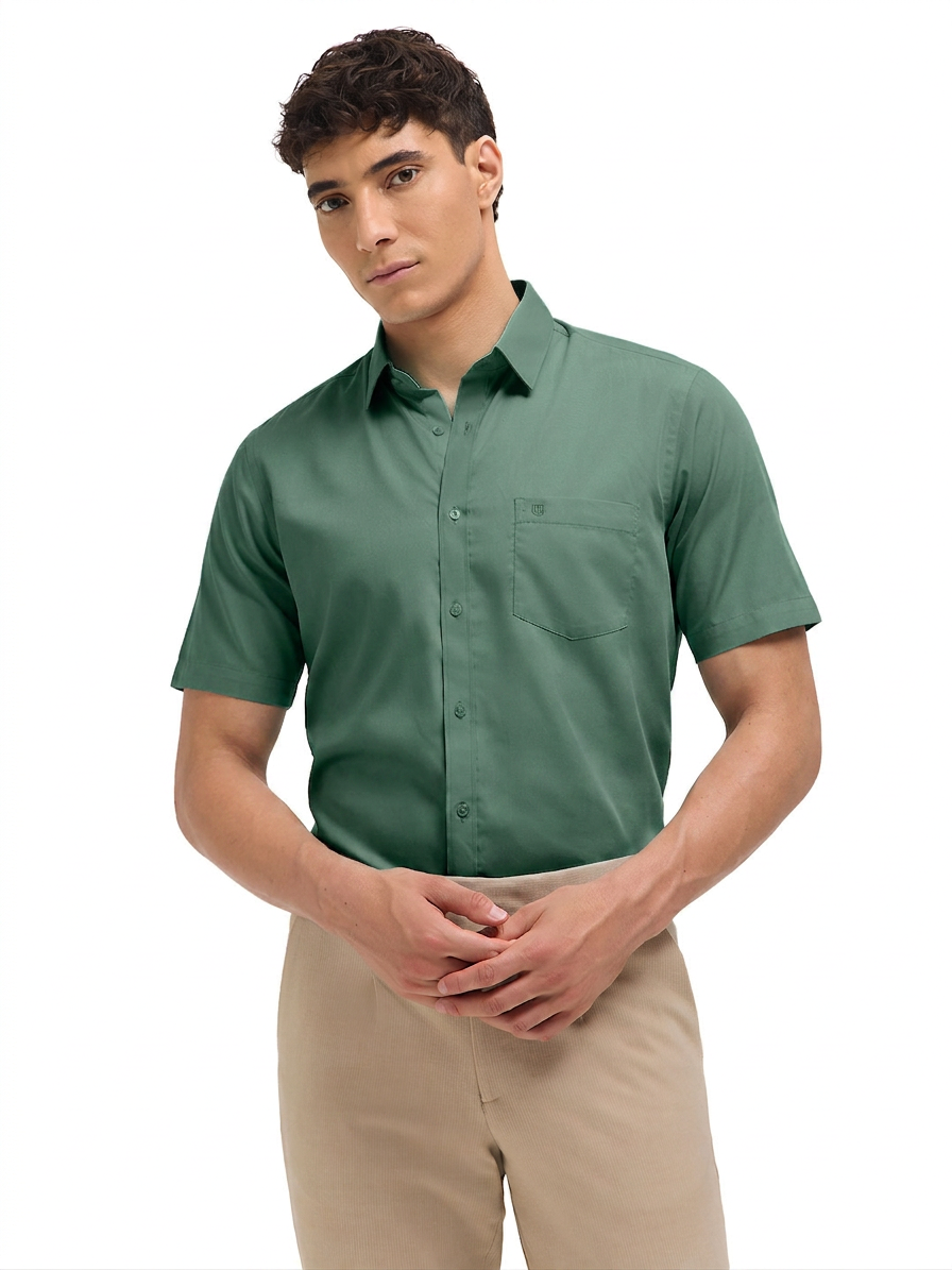 Light Green Solid Formal Shirt
