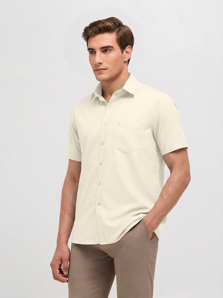 Pale White Solid Formal Shirt