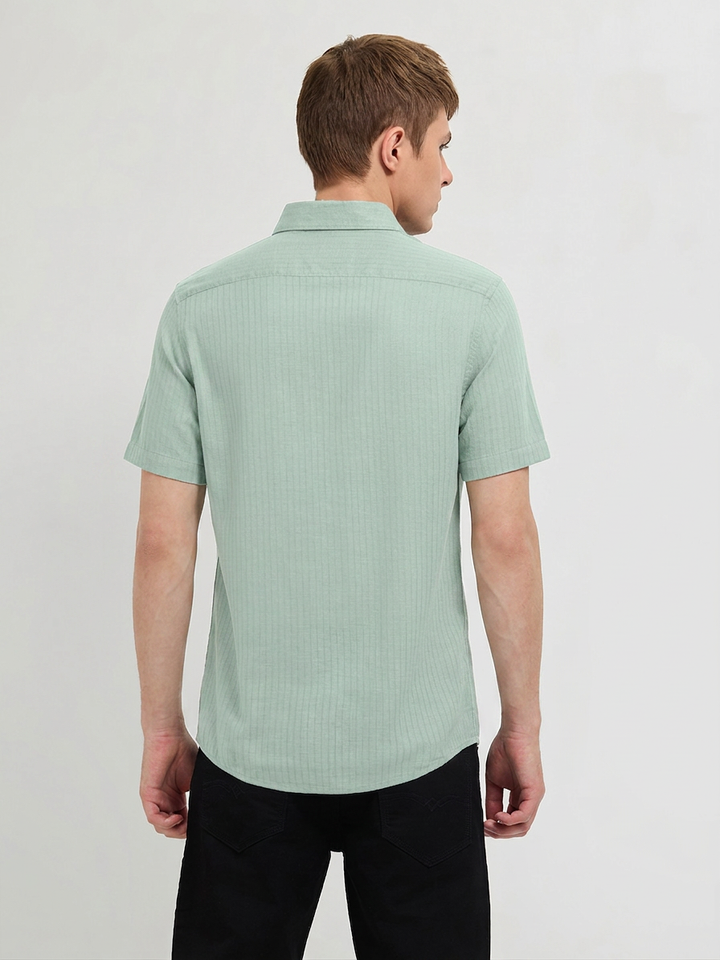 Grass Green Solid Casual Shirt