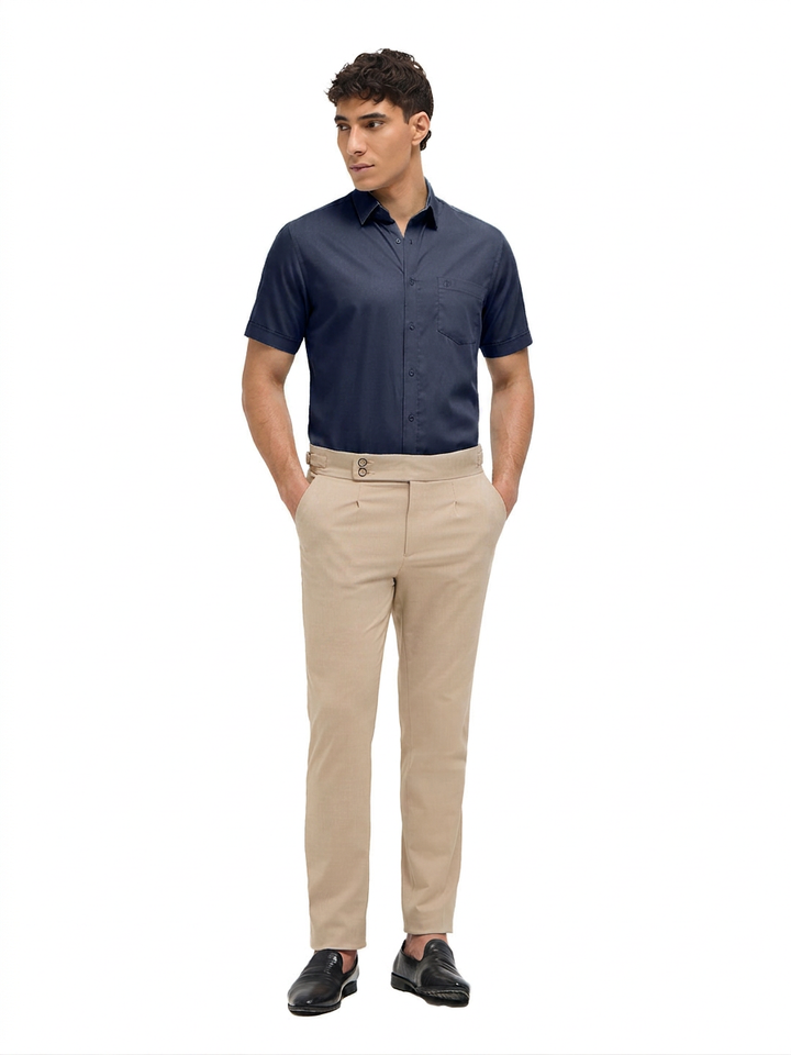 Navy Blue Solid Formal Shirt