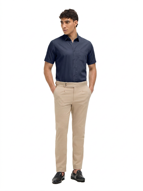 Navy Blue Solid Formal Shirt