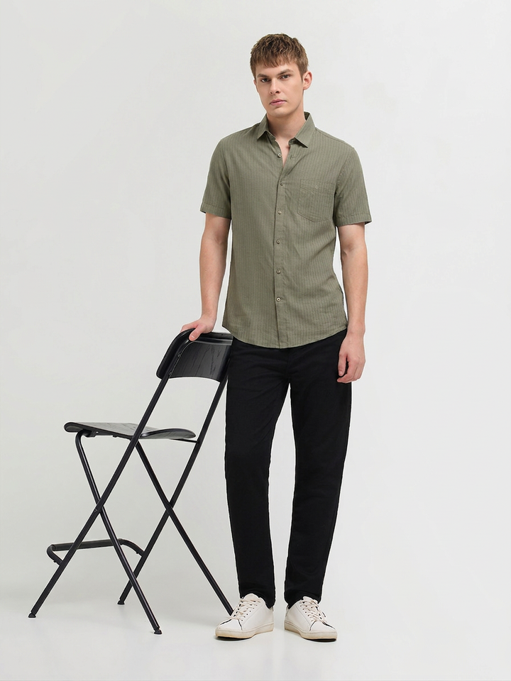Dark Olive Solid Casual Shirt
