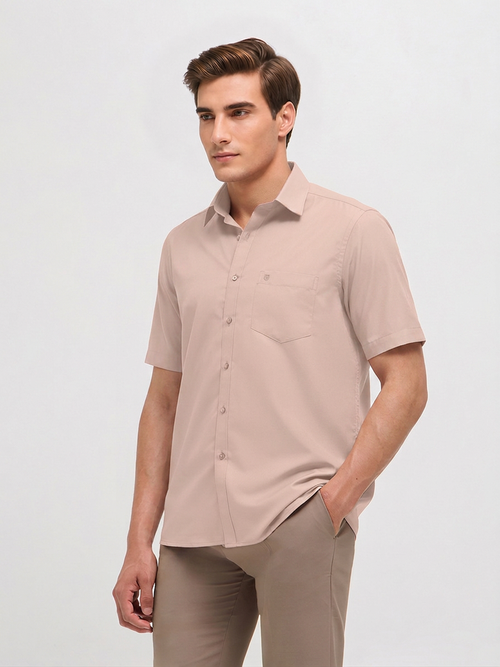 Pale Cream Solid Formal Shirt