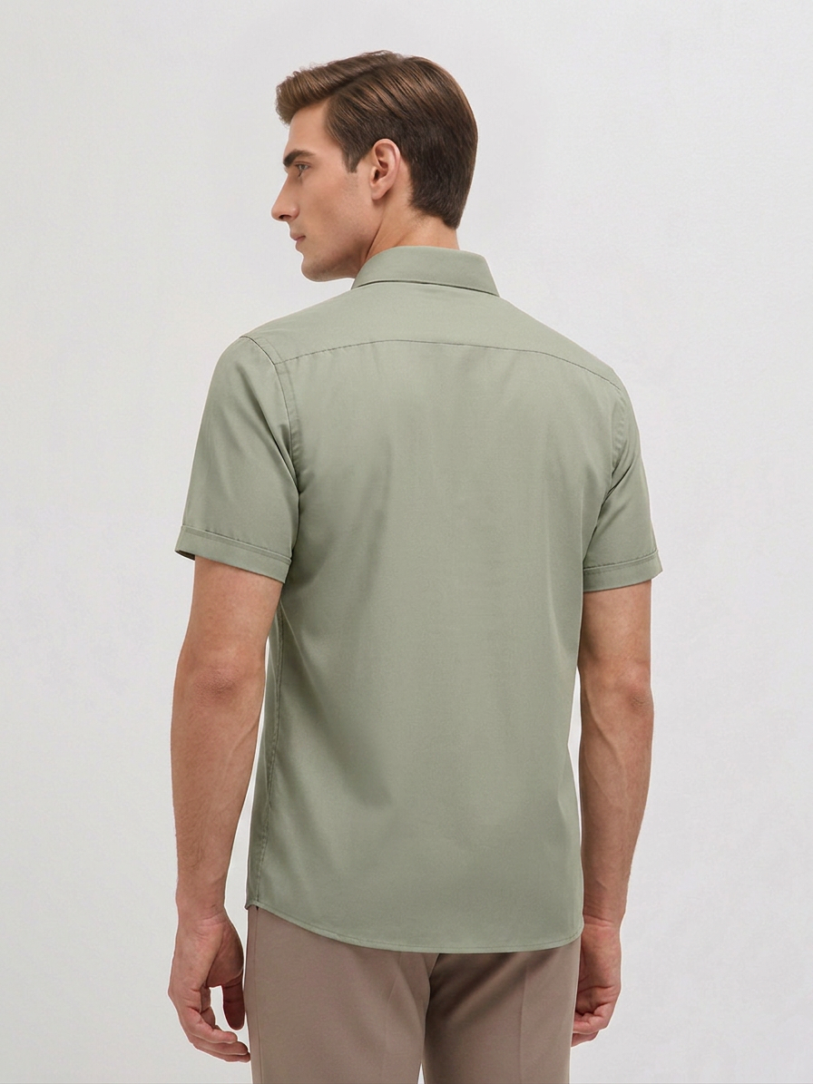 Pastel Olive Solid Formal Shirt