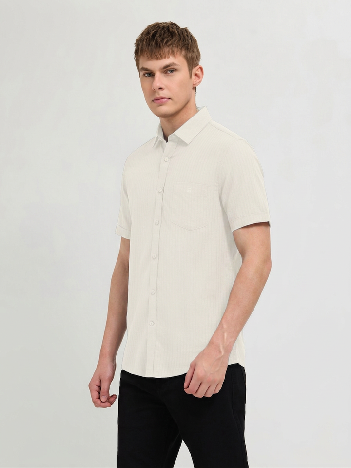 Frost White Solid Casual Shirt