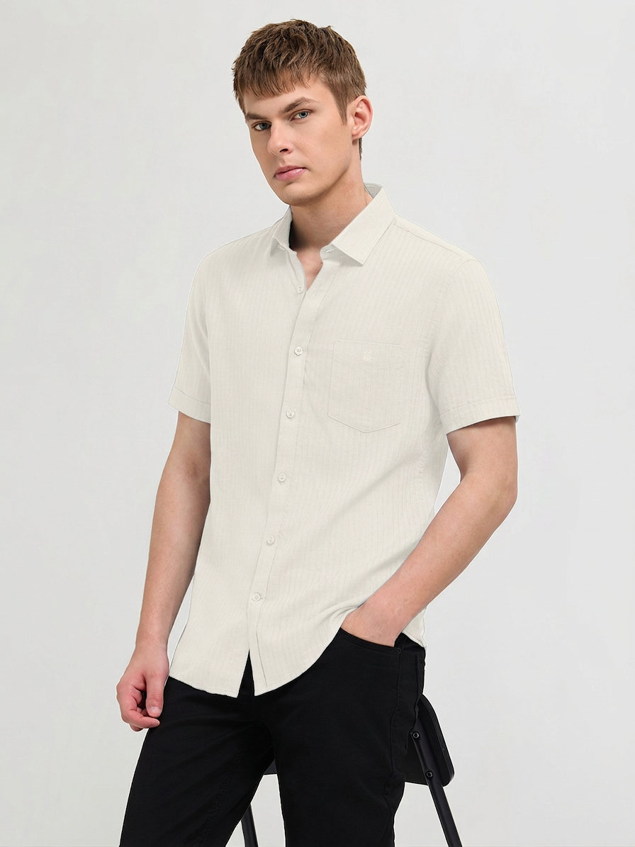 Frost White Solid Casual Shirt