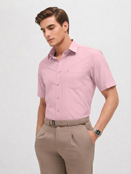 Pastel Pink Solid Formal Shirt