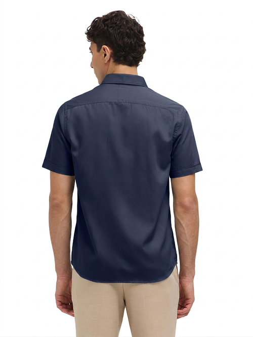 Navy Blue Solid Formal Shirt