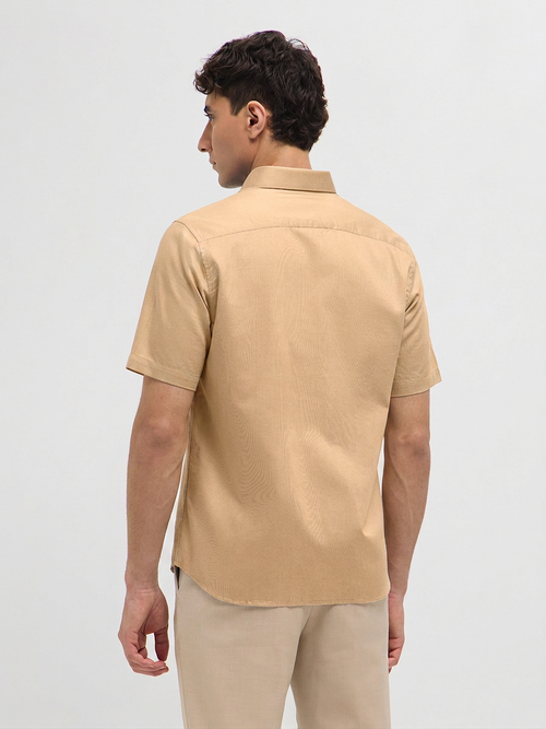 Sand Beige Solid Formal Shirt