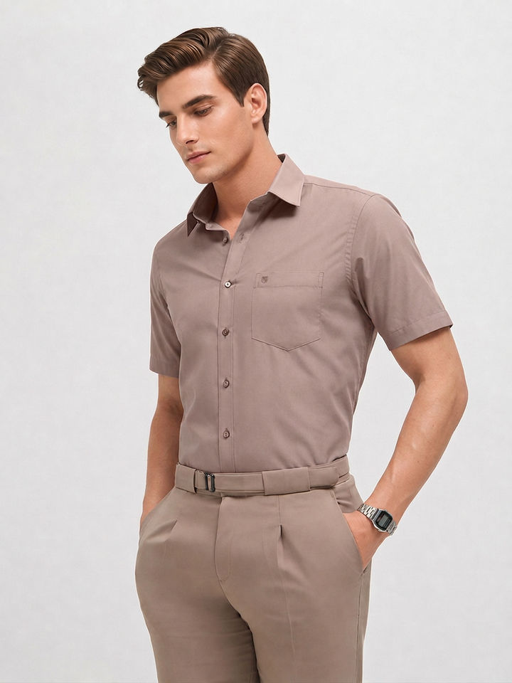 Ash Taupe Solid Formal Shirt