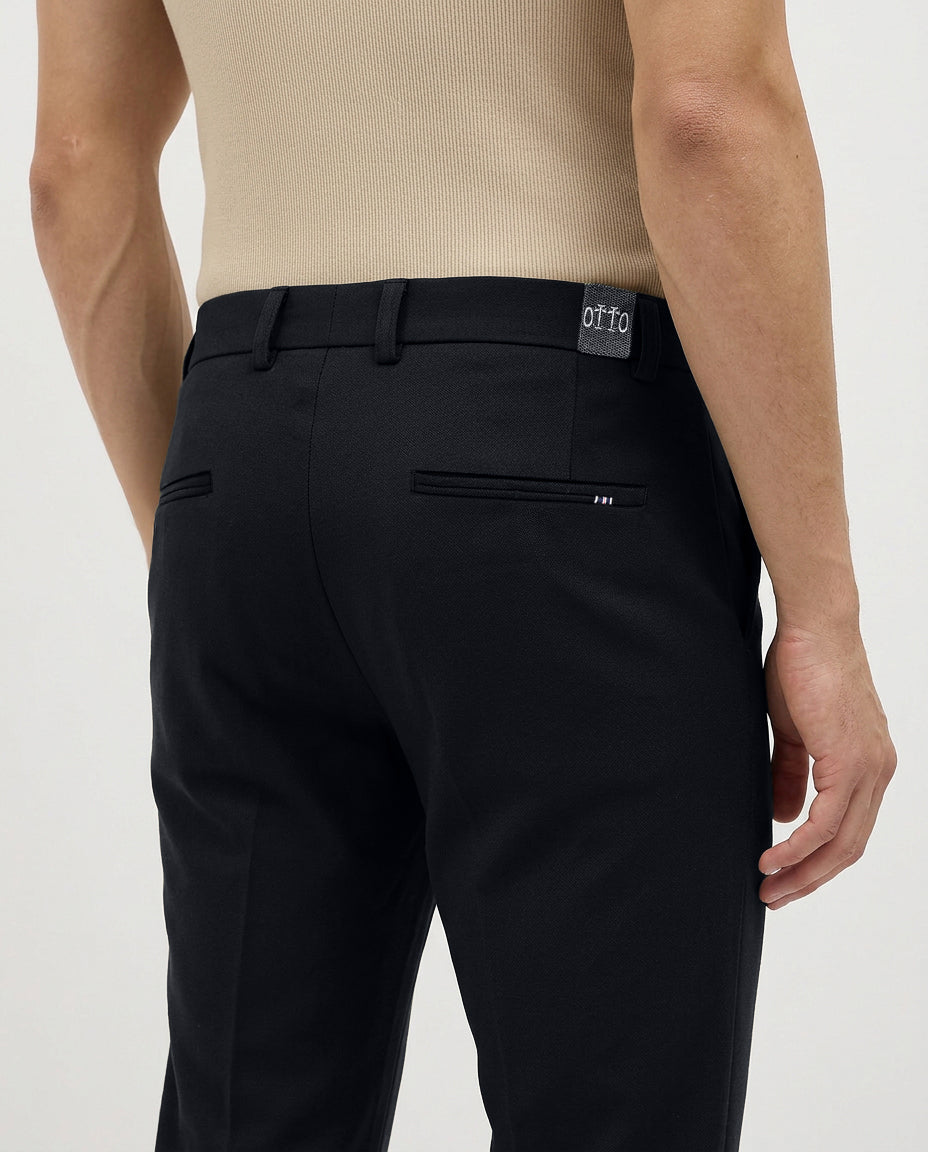 Carbon Blue Solid Casual Trousers