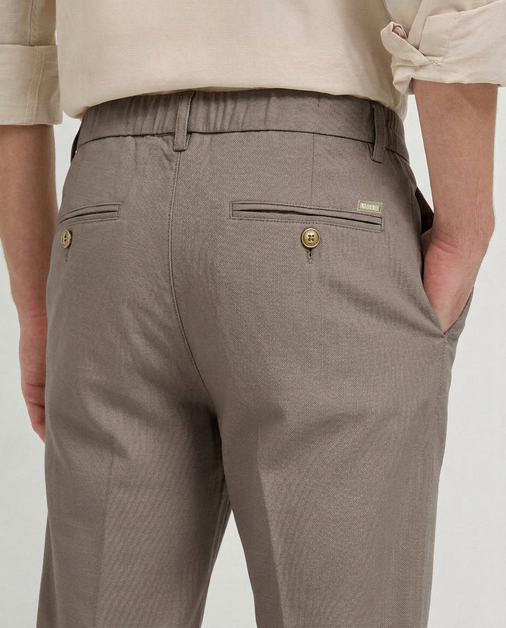 Taupe Mouse Solid Casual Traveler Trousers