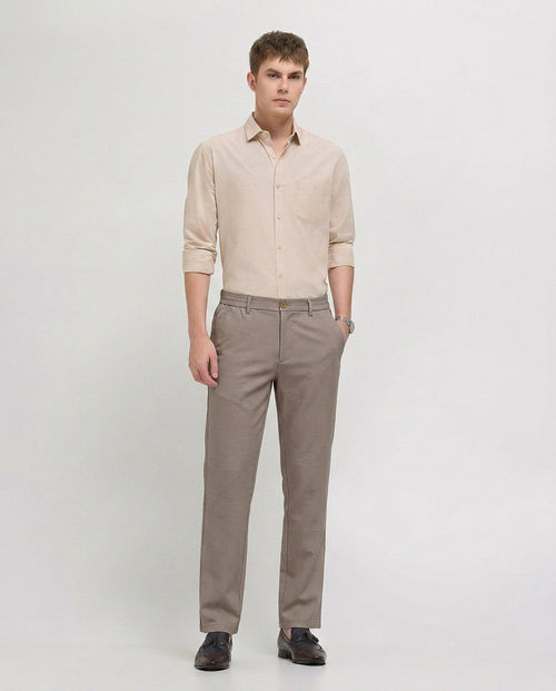 Taupe Mouse Solid Casual Traveler Trousers