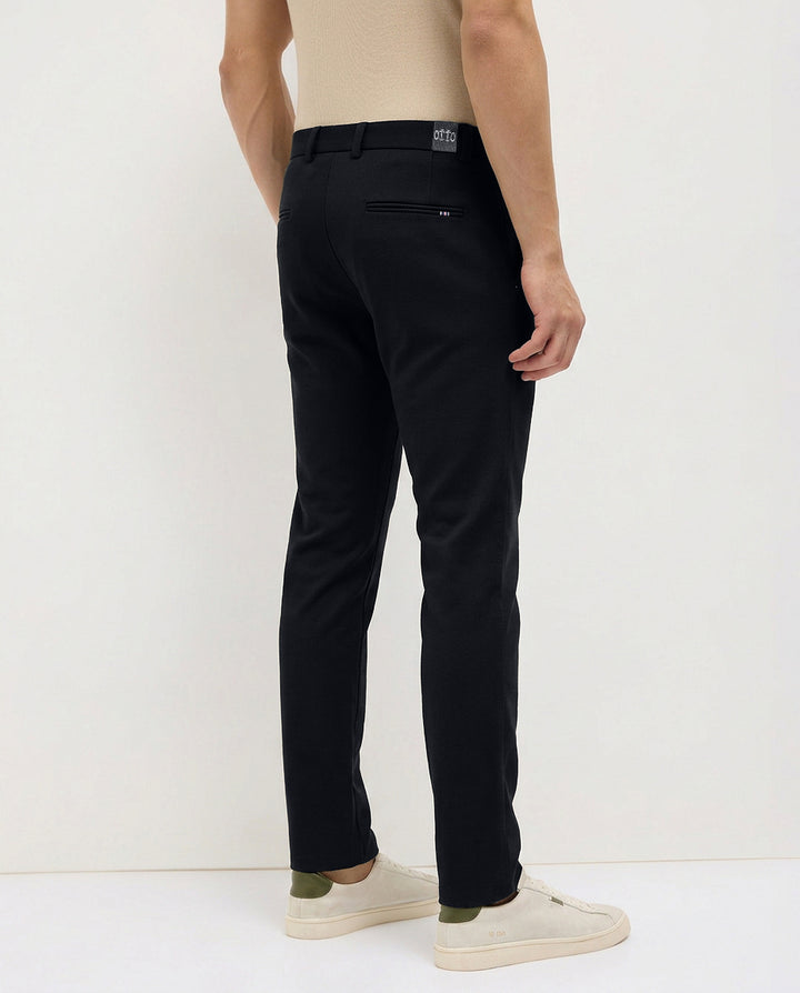Carbon Blue Solid Casual Trousers