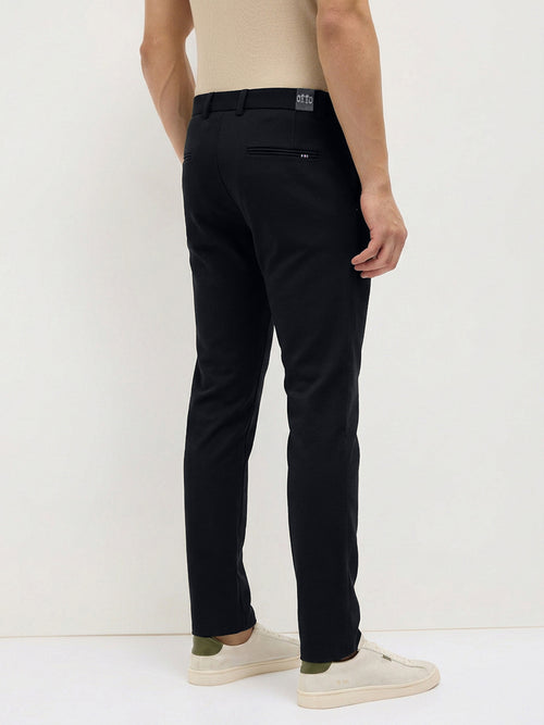 Carbon Blue Solid Casual Trousers