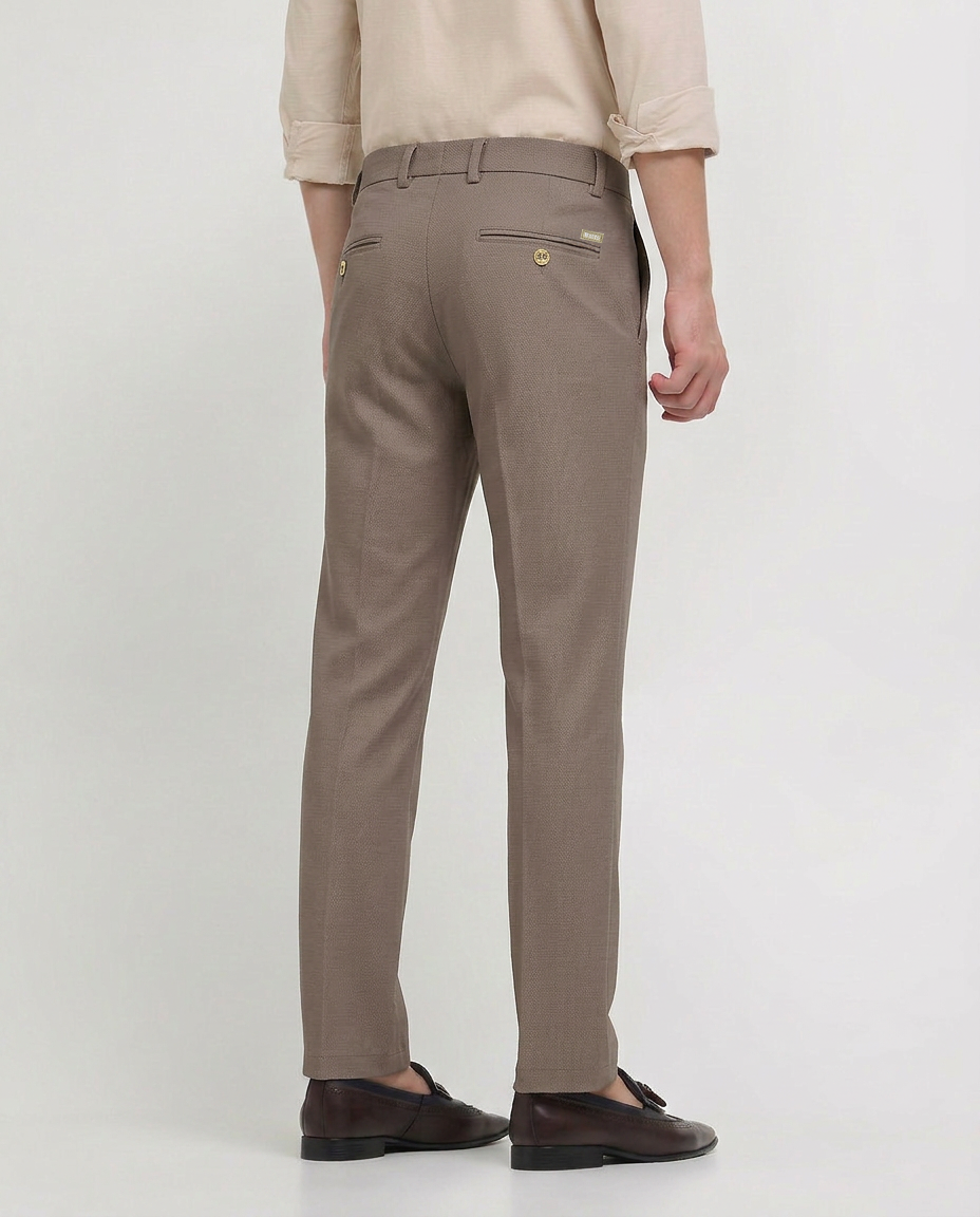 Taupe Mouse Solid Casual Traveler Trousers