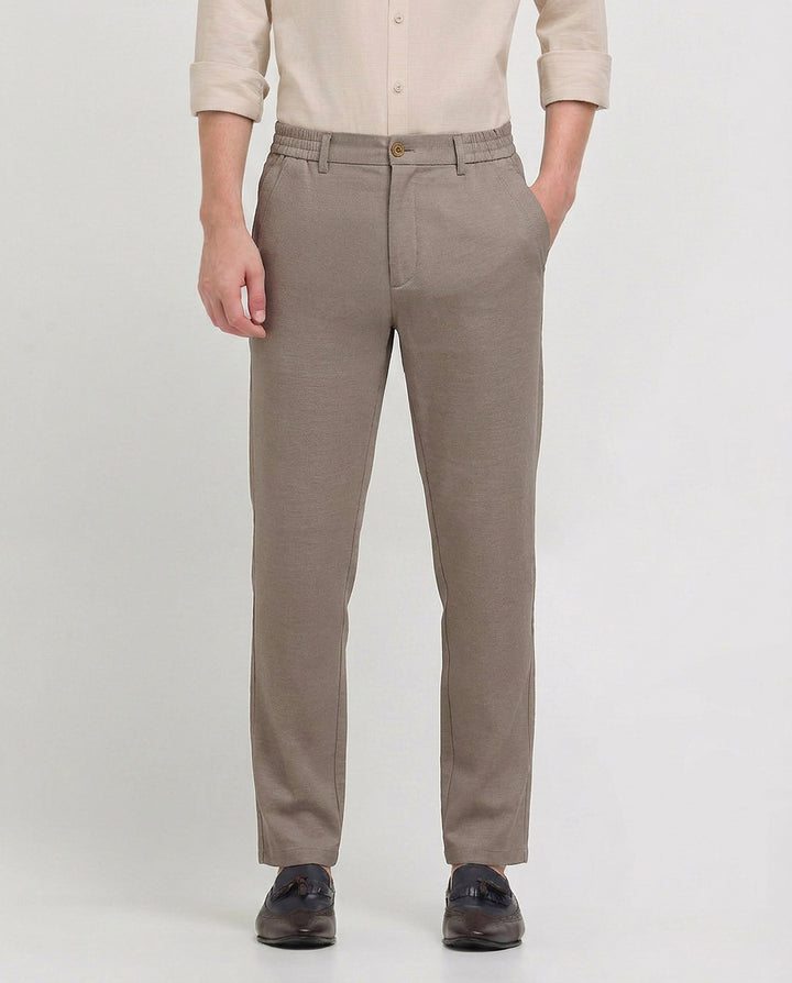Taupe Mouse Solid Casual Traveler Trousers