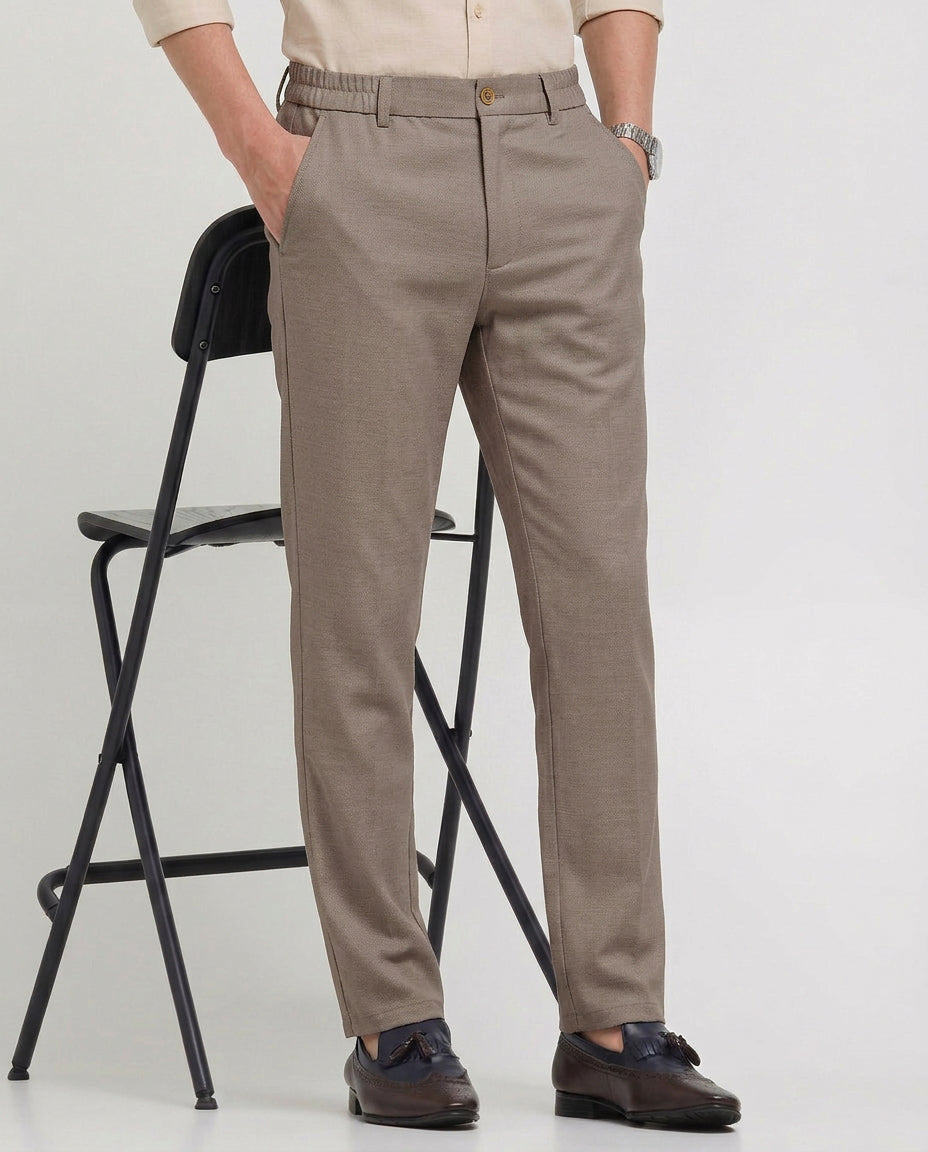 Taupe Mouse Solid Casual Traveler Trousers