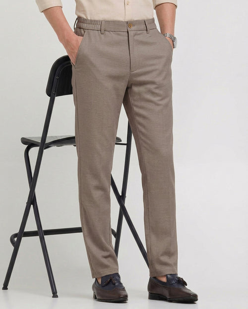 Taupe Mouse Solid Casual Traveler Trousers