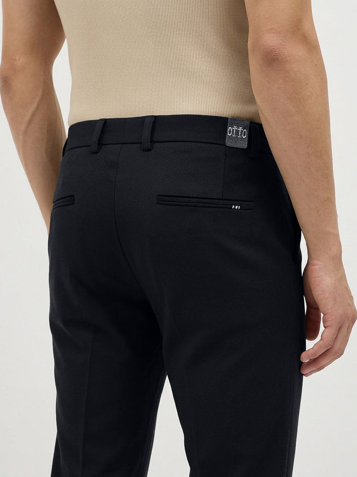 Carbon Blue Solid Casual Trousers
