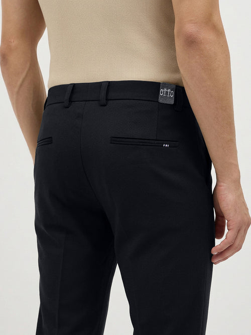 Carbon Blue Solid Casual Trousers