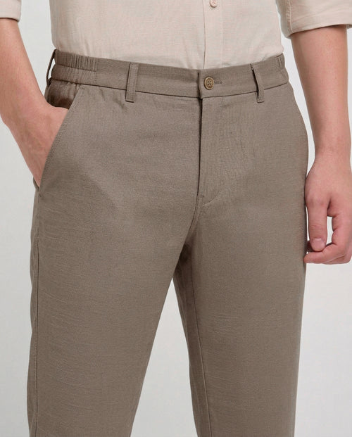 Taupe Mouse Solid Casual Traveler Trousers