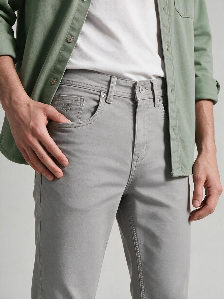 Steel Frost Solid Casual Denim Trousers