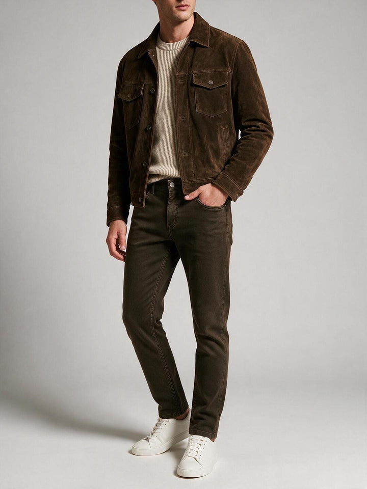 Dune Brown Solid Casual Denim Trousers