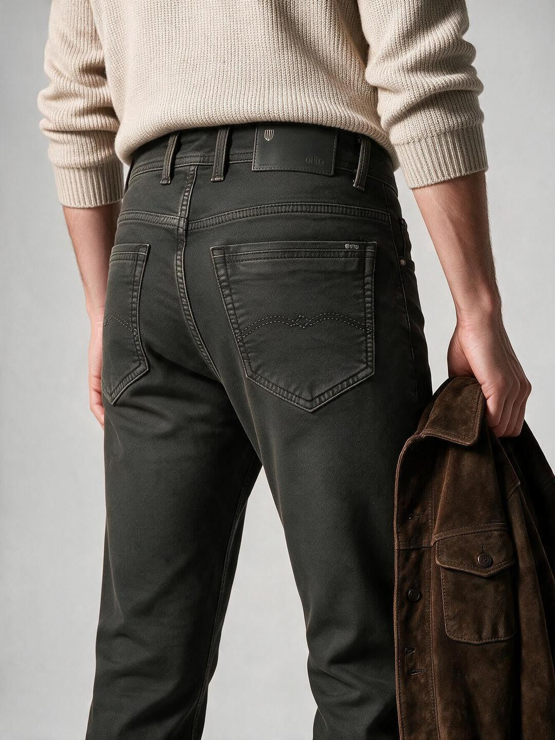 Shadow Grey Solid Casual Denim Trousers