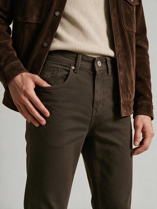 Dune Brown Solid Casual Denim Trousers