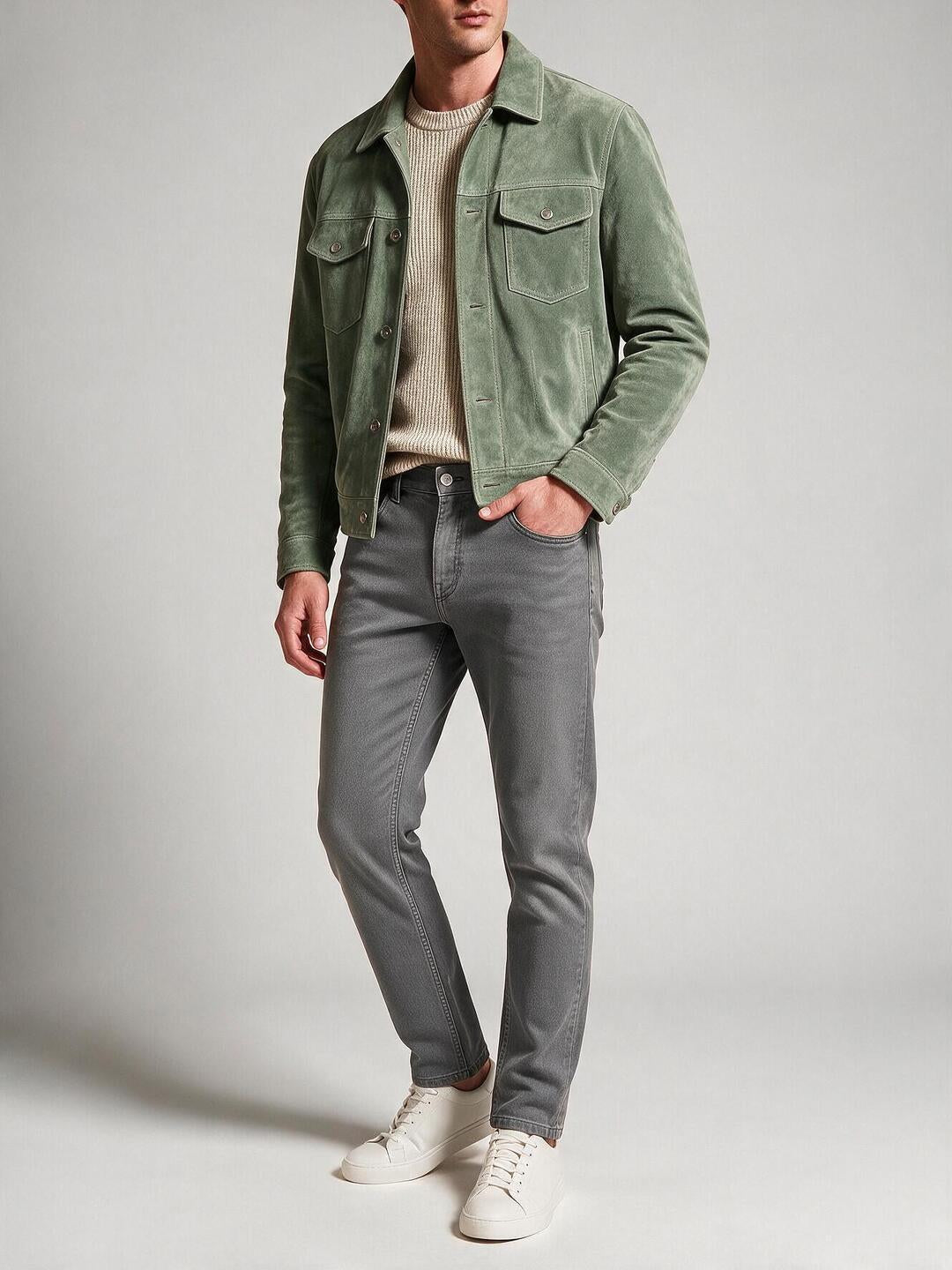 Dark Grey Solid Casual Denim Trousers